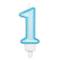 1-es Kék Keretes Szülinapi Számgyertya Tartóval