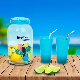 Csapos műanyag italadagoló Tropical  3.8l 4 db pohárral