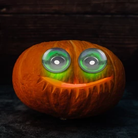 Halloweeni ijesztő szempár zöld színű leddel 