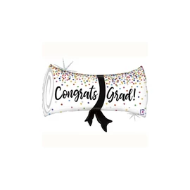 Supershape - konfettis diplomalevél Congrats Grad fólia lufi