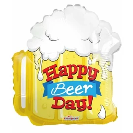 Sörös korsó forma Happy beer day feliratú szülinapi fólia lufi 46cm