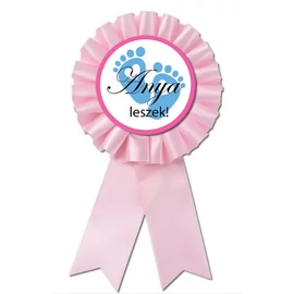 Anya leszek rózsaszín szalagos kitűző babaváró gender partira,  fiús