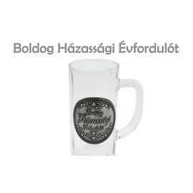 Boldog Házassági évfordulót  Ón címkés korsó 0,5 l