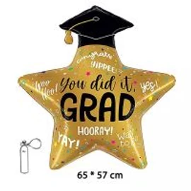 You did it, grad Gratulálós arany csillag alakú fólia lufi ballagásra