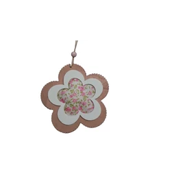 Rózsaszín virág akasztható fa dekoráció 12 cm
