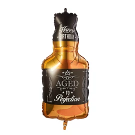 Happy Birthday Aged to perfection Whiskys üveg formájú szülinapi fólia lufi 