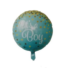 It's a boy kerek  arany pöttyös fólia lufi babaváró partyra 18 inch 