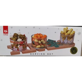 Karácsonyi xmas formájú üveg mártogatós/ snack szett 5 db-os