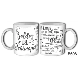 Születésnapi  ajándék bögre 18 éveseknek