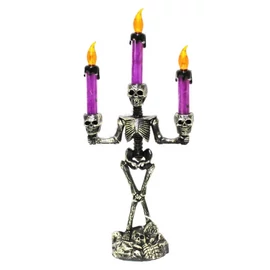 Halloween-i csontvázas led-es gyertyatartó 
