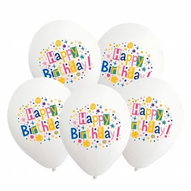 Happy Birthday feliratú latex lufi 10db/csomag