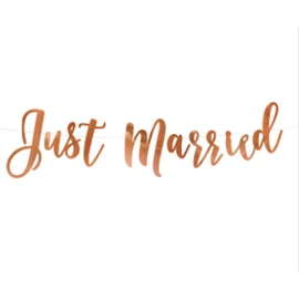 Just married rosegold feliratos banner