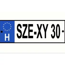 SZE-XY 30 Vicces rendszámtábla