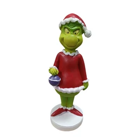 Grincs díszgömbbel, álló kerámia figura 18 cm 