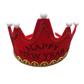 Happy New Year feliartú szilveszteri világító filc tiara piros