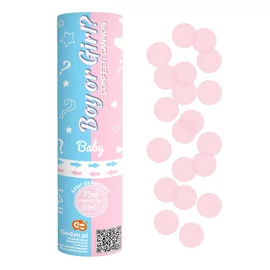 Boy or Girl konfetti ágyú babaváróra genderpartyra 15cm rózsaszín