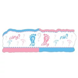 fiú vagy lány feliratú Banner Babaszületésre -90 x 27 cm 