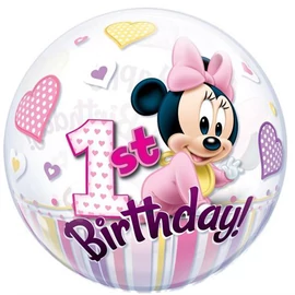 22 inch-es Disney Bubbles Minnie Mouse Első Szülinapi Lufi