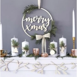 Fából készült Merry Christmas karácsonyi dekoráció