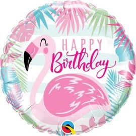 18 inch-es Happy Birthday Pink Flamingo Fólia Lufi