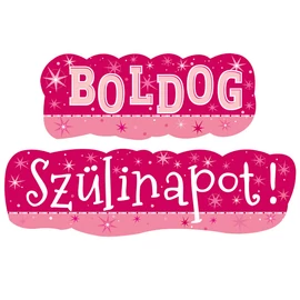 Boldog Szülinapot! Rózsaszín Lányos Banner - 148 cm x 27 cm