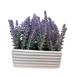 Porcelán ládás, mű levendula dekoráció 20 cm