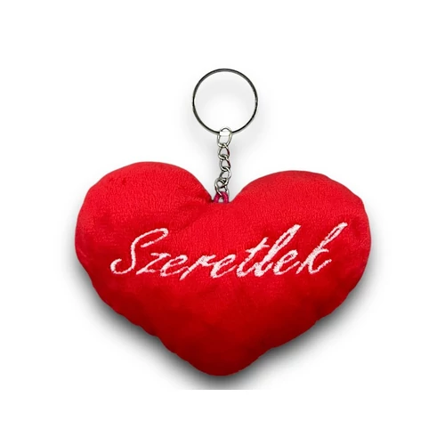 Plüss szív kulcstartó Szeretlek felirattal Valentin napra