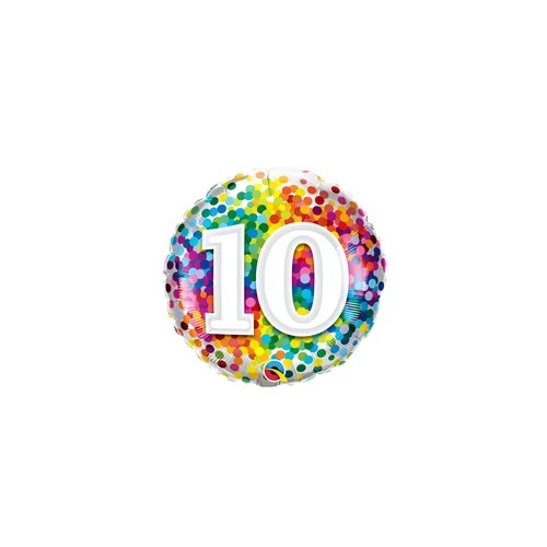 18 inch-es 10 Rainbow Confetti Szülinapi Fólia Lufi 46 cm