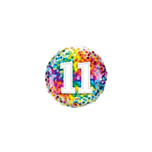 18 inch-es 11 Rainbow Confetti Szülinapi Fólia Lufi