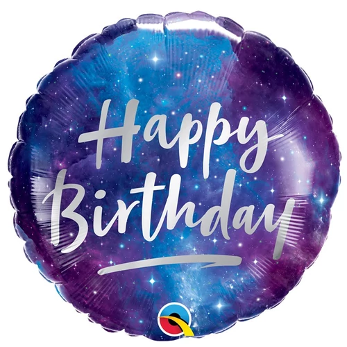 Happy birthday galaxy sötét kék kerek szülinapi  fólia lufi 18 inch