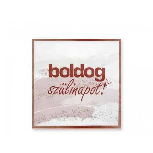 Boldog szülinapot feliratú szalvéta 16 db rosegold