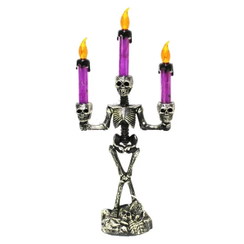 Halloween-i csontvázas led-es gyertyatartó 