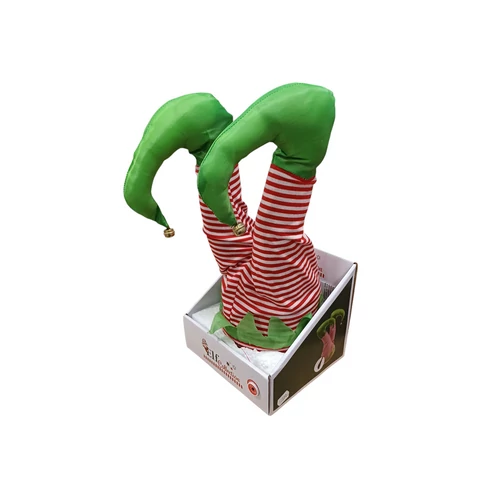 Karácsonyfa dekor, izgő mozgó Elf, manó lábak 37 cm 