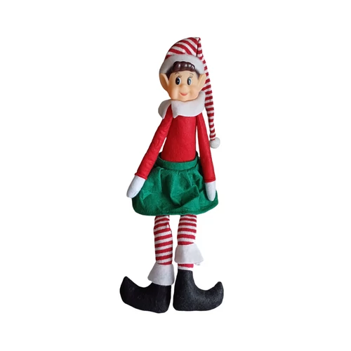 Karácsonyi csínytevő Elf manó lány figura 45 cm 