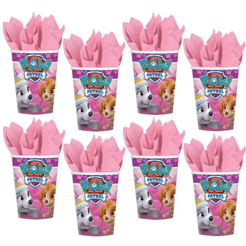 Paw Patrol Pink Papír Pohár - 266 ml, 8 db-os